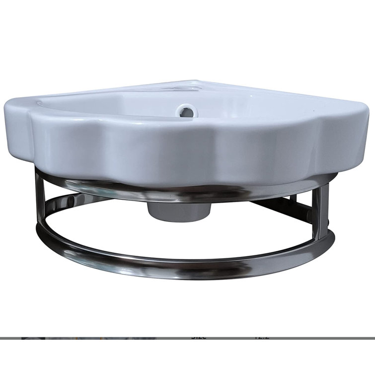 Qierao 15.3'' White Ceramic Specialty Corner Bathroom Sink with